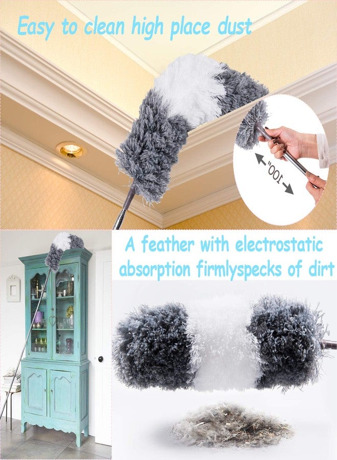 UPPERCUT Microfiber Duster, with Extension Pole(Stainless Steel) 30 to 100 Inches, Washable Lightweight Dusters, Reusable Bendable Dusters for Cleaning Ceiling Fan, High Ceiling, Blinds, Furniture, Cars - Image 2